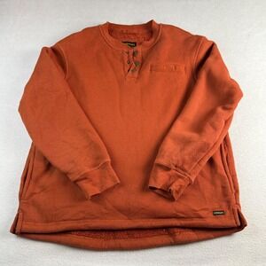 Stanley Mens Waffle Knit Sherpa Lined Henley Sweatshirt Burnt Orange Rust Medium